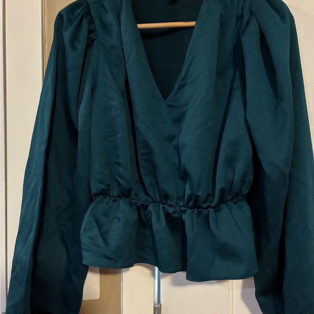 Elegant Teal V-Neck Women's Top